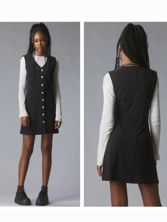 UNIF Dresses & Skirts - Unif Parker Dress Midi Sleeveless Button Up Stretch Lightweight Black NWT Medium